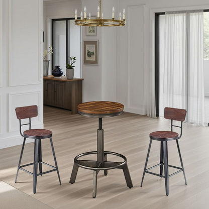 Jin Swivel Counter Height Stool Set of 2, Dining Adjustable, Brown