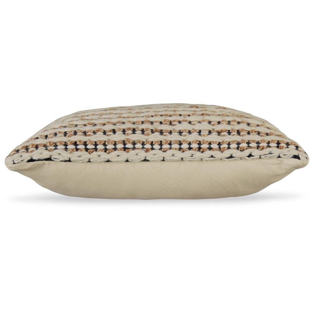 Square Accent Throw Pillow, 20 Inch, Handwoven Stripes on Brown Wool