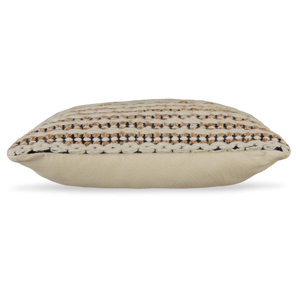 Square Accent Throw Pillow, 20 Inch, Handwoven Stripes on Brown Wool
