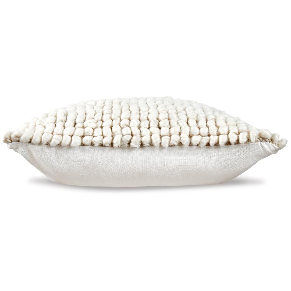 Avy Square Accent Throw Pillow, 20 Inch Plush Looped Ivory White Wool