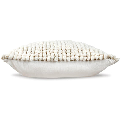 Avy Square Accent Throw Pillow, 20 Inch Plush Looped Ivory White Wool