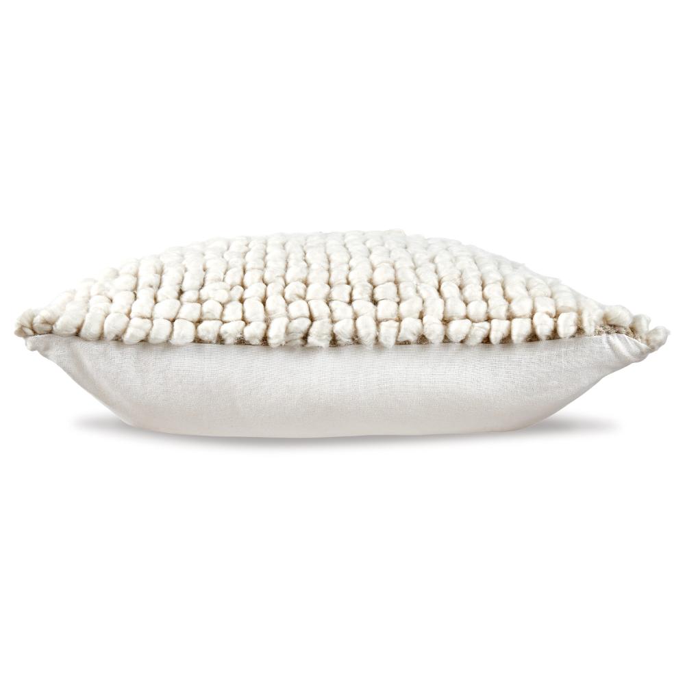 Avy Square Accent Throw Pillow, 20 Inch Plush Looped Ivory White Wool