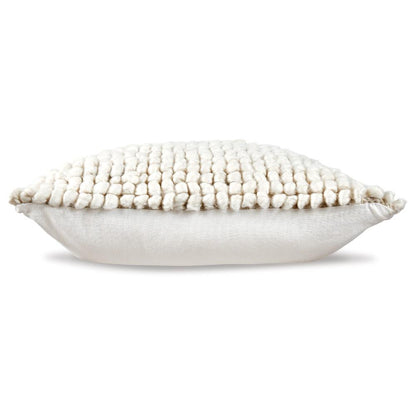 Avy Square Accent Throw Pillow, 20 Inch Plush Looped Ivory White Wool
