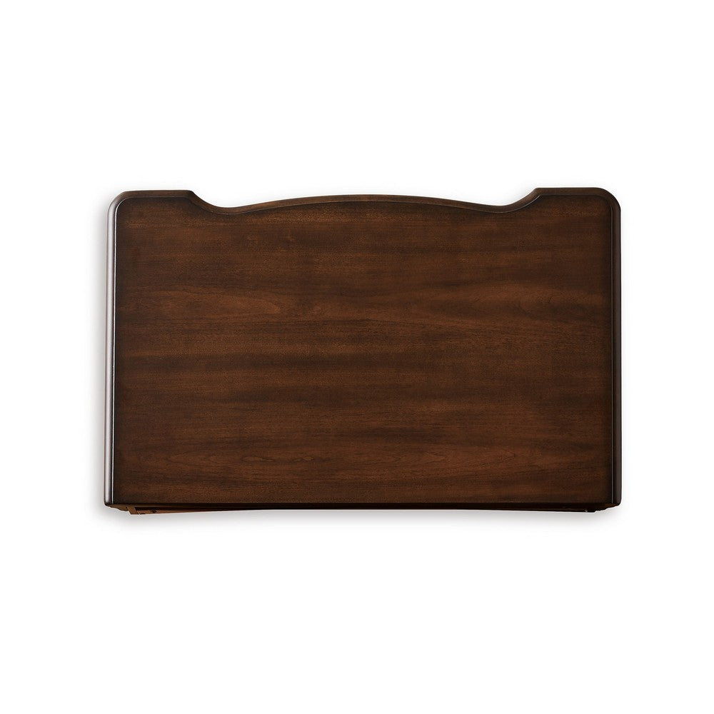 Laon Nightstand, 3 Drawer, Bronze, 29 Inch Cherry Brown Solid Hardwood