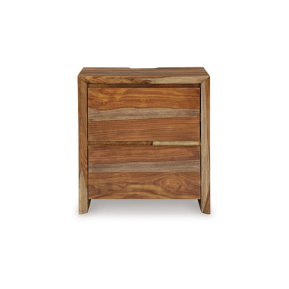 Donni Nightstand with 2 Drawer, Brown Sheesham Wood Finish, 24 Inch