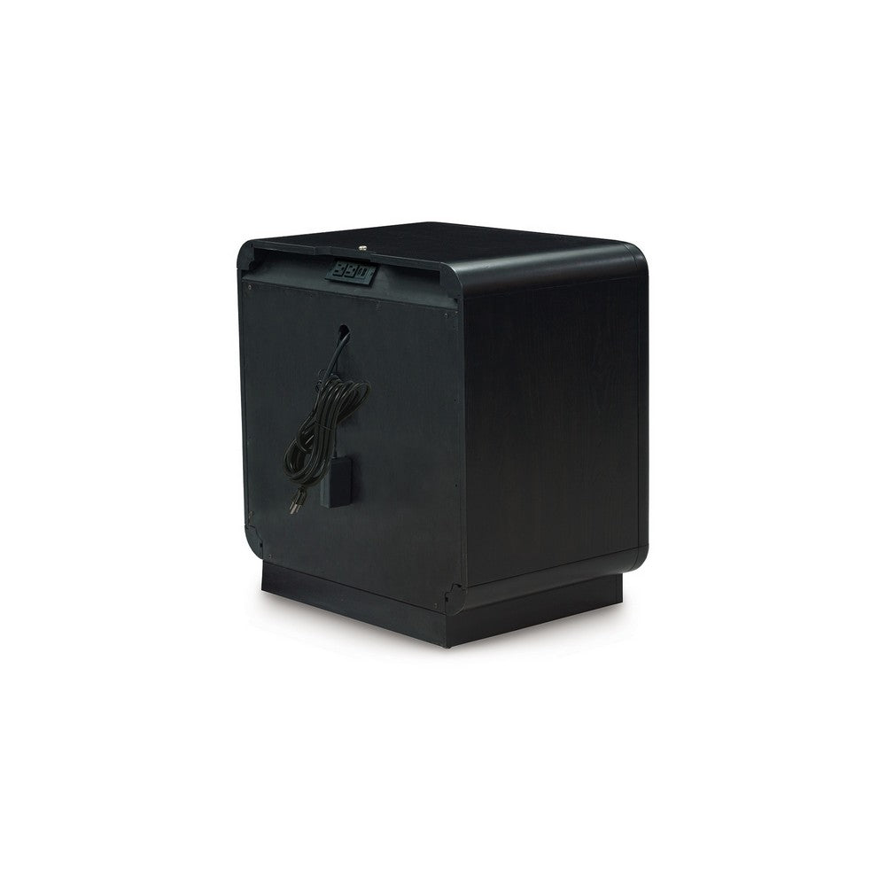 Robeck Nightstand, 1 Drawer, Black 26 Inch, Silver Metal Handles