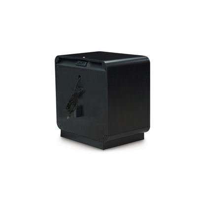 Robeck Nightstand, 1 Drawer, Black 26 Inch, Silver Metal Handles