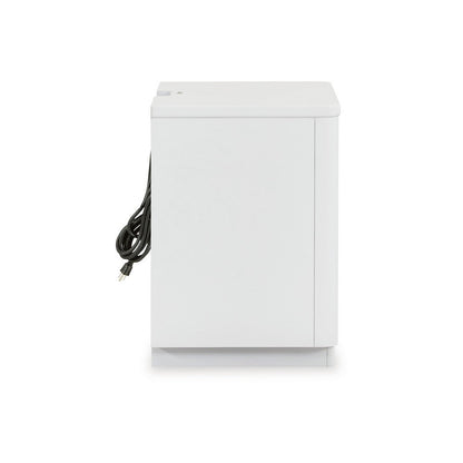 Canaal Nightstand, 2 Drawer, White Solid Wood, 28 Inch, LED Light