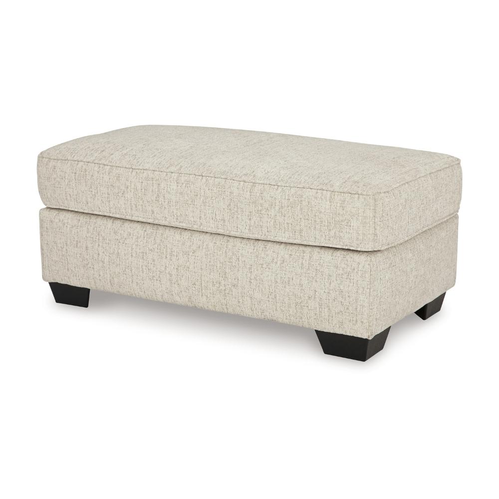 Burgess Ottoman, Ivory Polyester, Soft Cushions, Rectangular 44 Inch