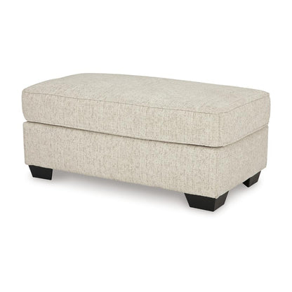 Burgess Ottoman, Ivory Polyester, Soft Cushions, Rectangular 44 Inch