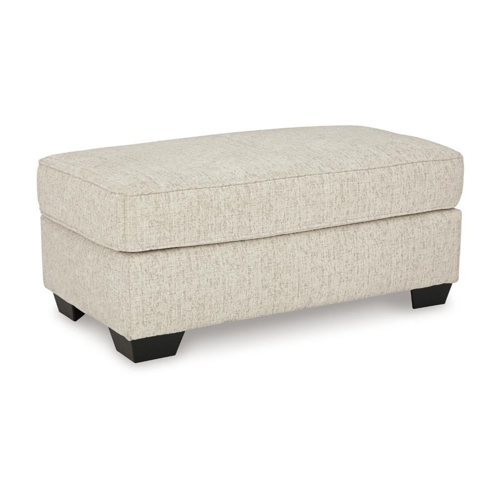 Burgess Ottoman, Ivory Polyester, Soft Cushions, Rectangular 44 Inch