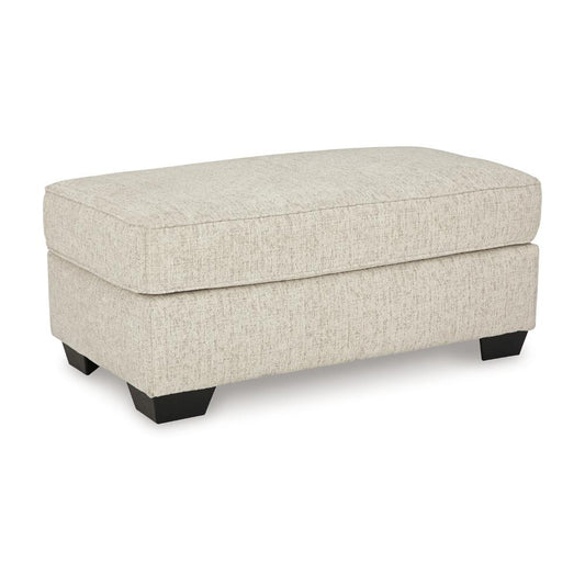 Burgess Ottoman, Ivory Polyester, Soft Cushions, Rectangular 44 Inch