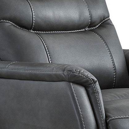 Barrett Power Lift Recliner Chair, Dark Gray Faux Leather, Pillow Back