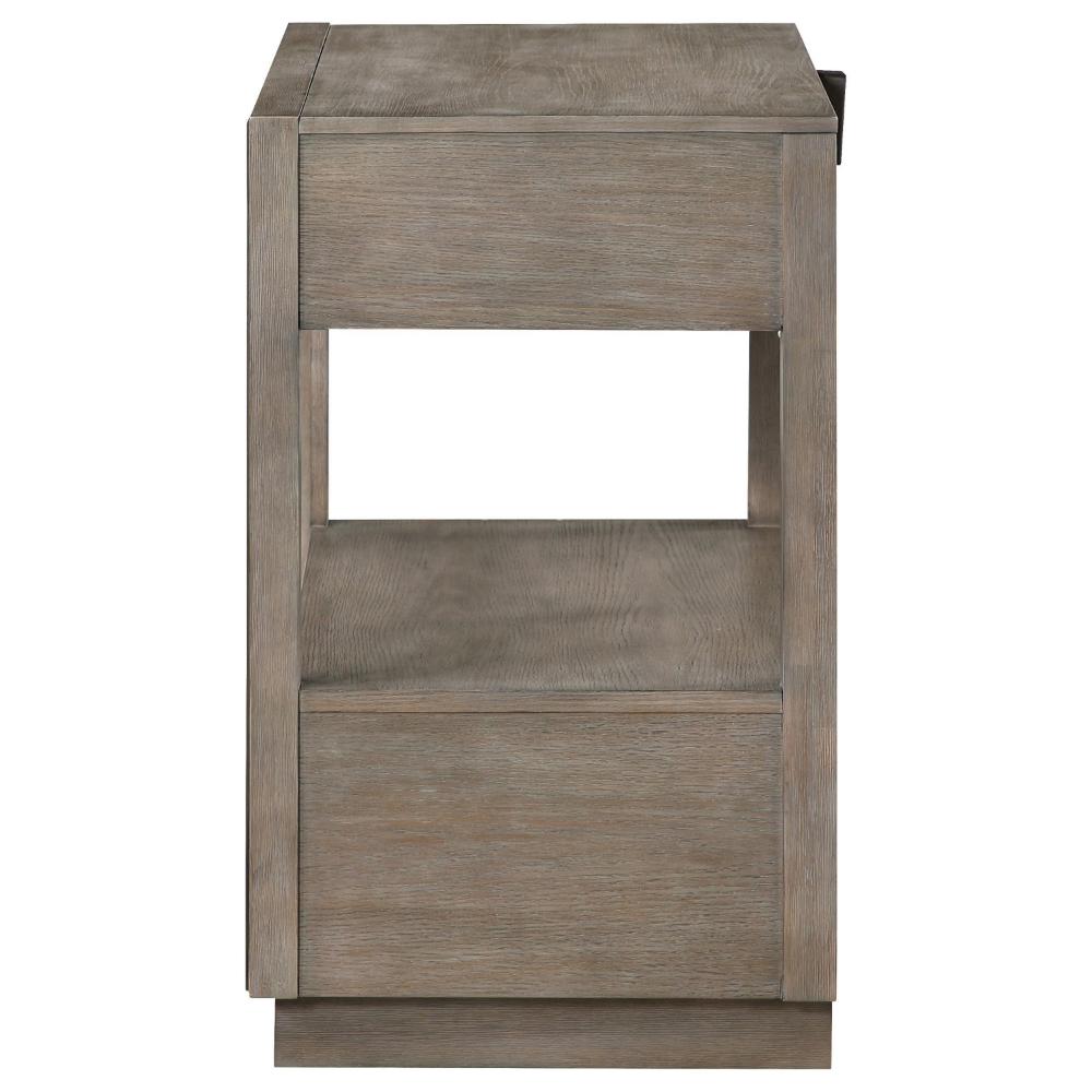 Lyni Nightstand, 2 Storage Drawers, Open Shelf, Washed Oak Brown