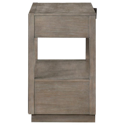 Lyni Nightstand, 2 Storage Drawers, Open Shelf, Washed Oak Brown