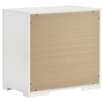 Ivon Nightstand, 2 Drawers, 26 Inch Modern Glossy White Solid Hardwood