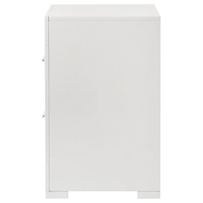Ivon Nightstand, 2 Drawers, 26 Inch Modern Glossy White Solid Hardwood
