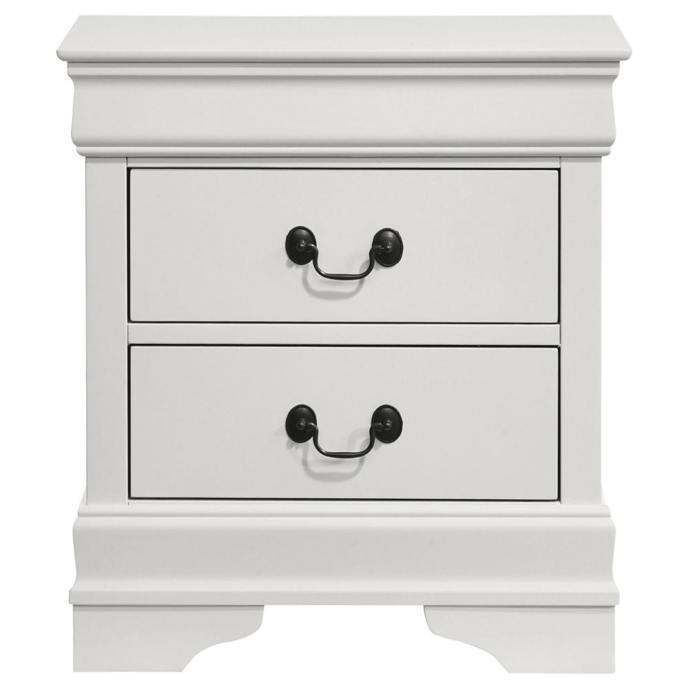Nim Nightstand, 2 Storage Drawers, 24 Inch, Classic White Molded Trim