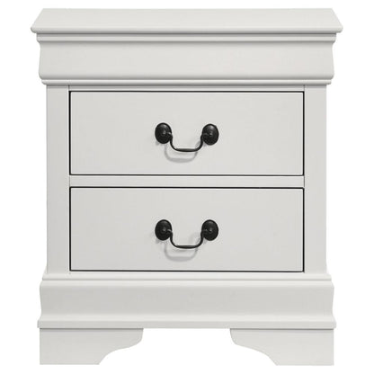 Nim Nightstand, 2 Storage Drawers, 24 Inch, Classic White Molded Trim