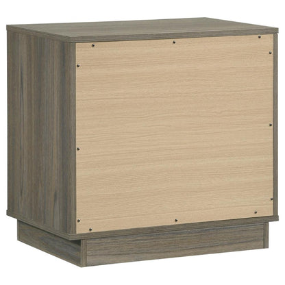 Fene Nightstand, 2 Storage Drawers with Nickel Handles, 24 Inch Gray