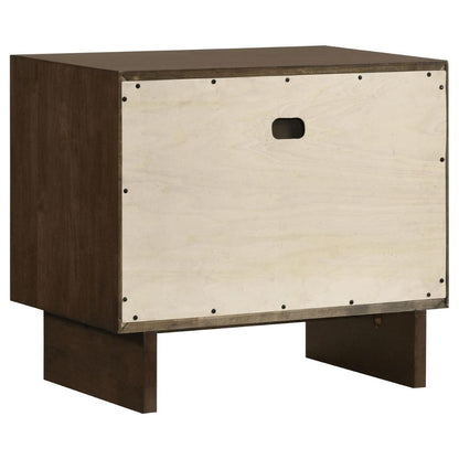 Genu Nightstand, 2 Drawers w Fingertip Handles, Warm Walnut Brown