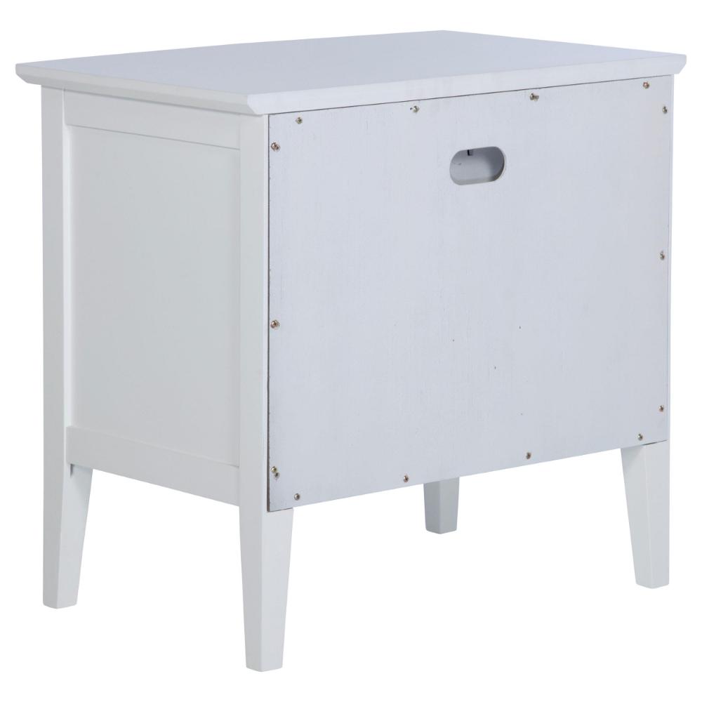 Heo Nightstand, 1 Brown Rattan Woven Drawer, Open Shelf, White Wood