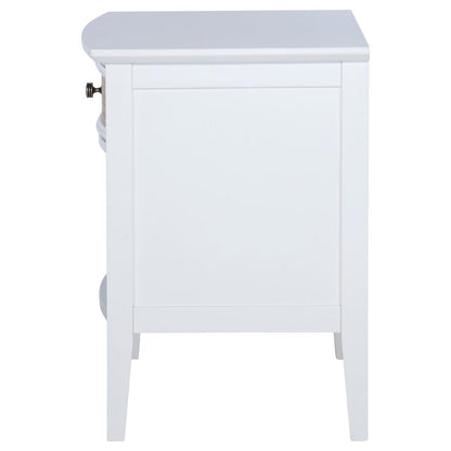 Heo Nightstand, 1 Brown Rattan Woven Drawer, Open Shelf, White Wood