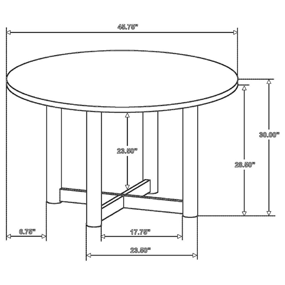 Billie Dining Table, Brown Wood Frame, Cross Legs, Round 46 Inch