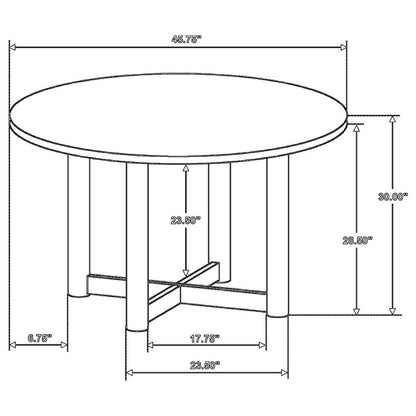 Billie Dining Table, Brown Wood Frame, Cross Legs, Round 46 Inch