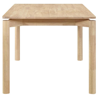 Rida Dining Table, White Washed Hardwood, Rectangular 59 Inch Top