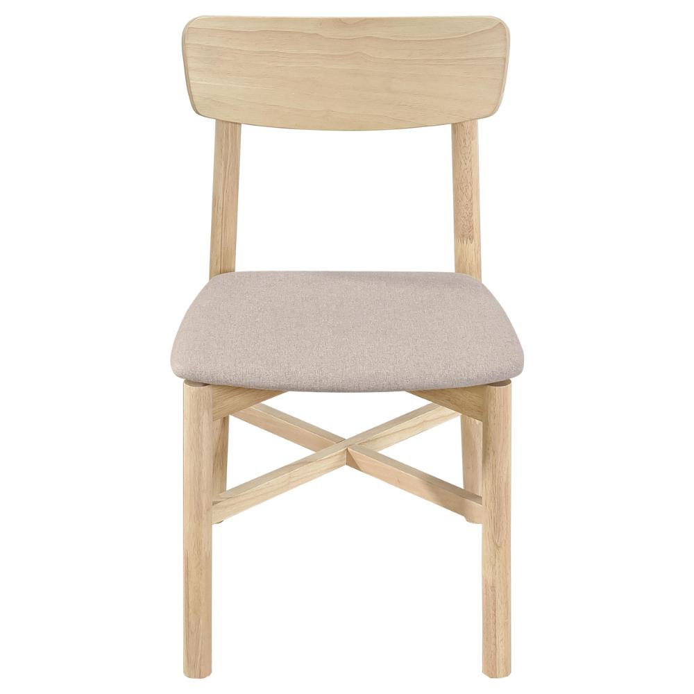 Rida Dining Side Chair Set of 2, Gray Fabric, White Washed Hardwood