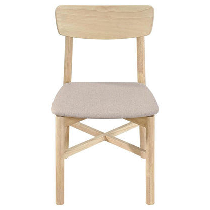 Rida Dining Side Chair Set of 2, Gray Fabric, White Washed Hardwood