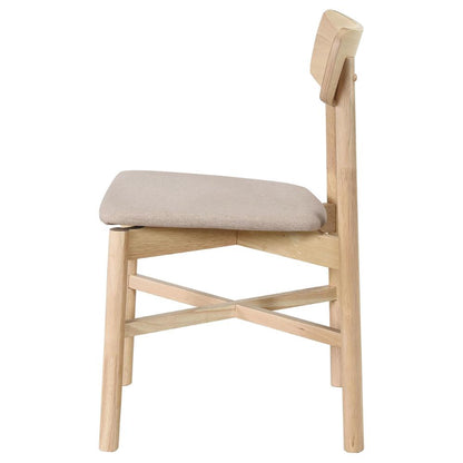 Rida Dining Side Chair Set of 2, Gray Fabric, White Washed Hardwood
