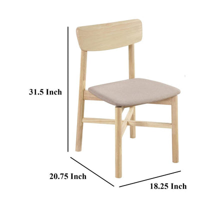 Rida Dining Side Chair Set of 2, Gray Fabric, White Washed Hardwood