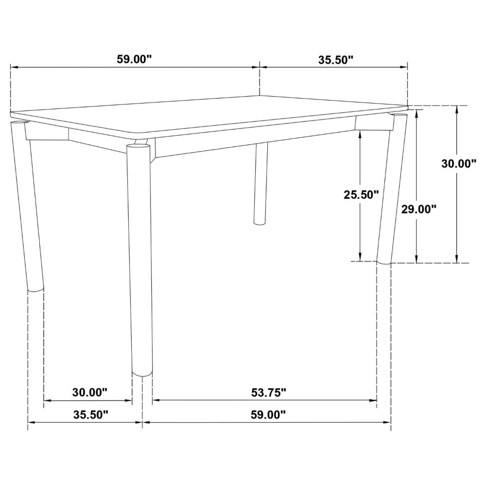 Rida Dining Table, Rich Dark Brown Hardwood, Rectangular 59 Inch Top