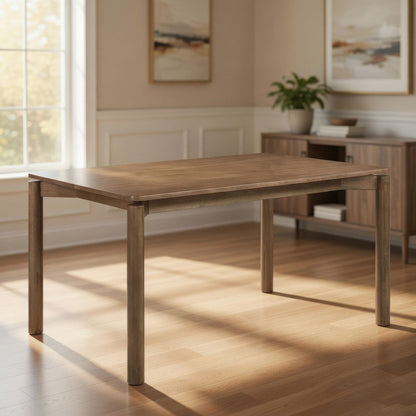 Rida Dining Table, Rich Dark Brown Hardwood, Rectangular 59 Inch Top