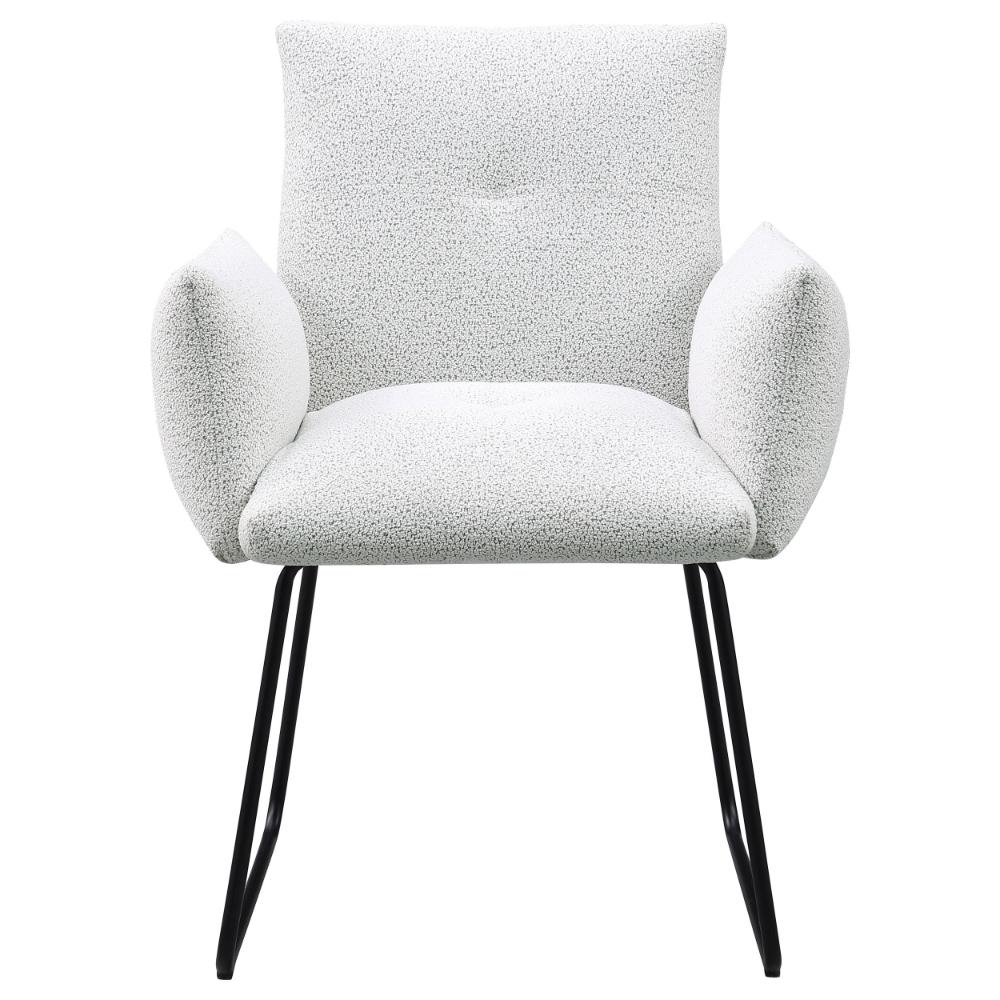 Acko Dining Chair Set of 2, Light Gray Fabric, Black Metal Frame