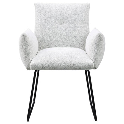 Acko Dining Chair Set of 2, Light Gray Fabric, Black Metal Frame