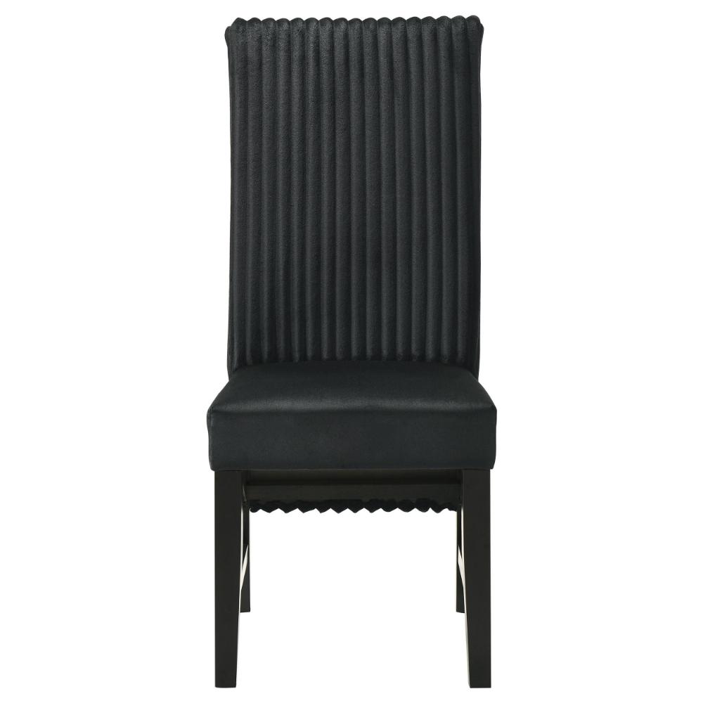 Ranna Dining Chair Set of 2, Black Velvet Foam Cushions, Hardwood
