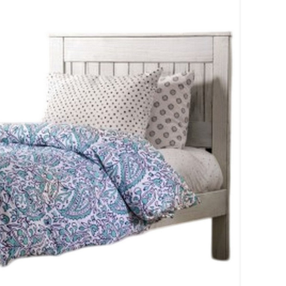 Waly Full Bed, Farmhouse Plank Design, Classic White Solid Pine Wood