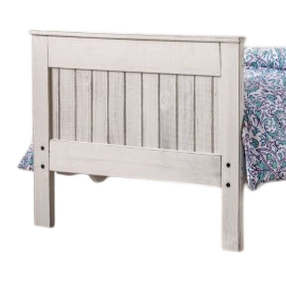 Waly Full Bed, Farmhouse Plank Design, Classic White Solid Pine Wood