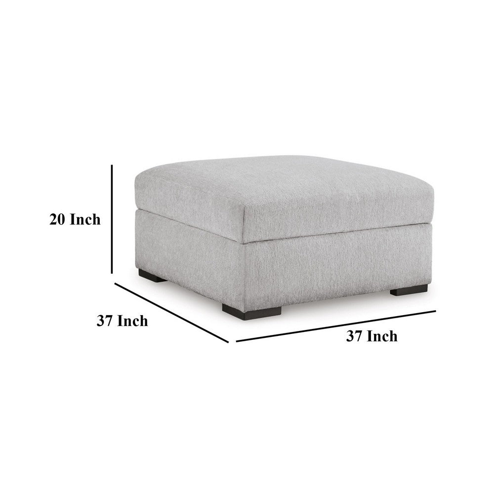 Gaby Low Profile Ottoman with Storage, Locking Wheels, Gray 37 Inch