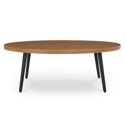 Izon Outdoor Cocktail Coffee Table, Modern 48 Inch Black Brown Metal