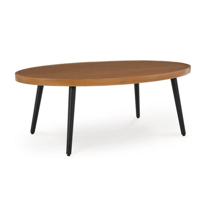 Izon Outdoor Cocktail Coffee Table, Modern 48 Inch Black Brown Metal