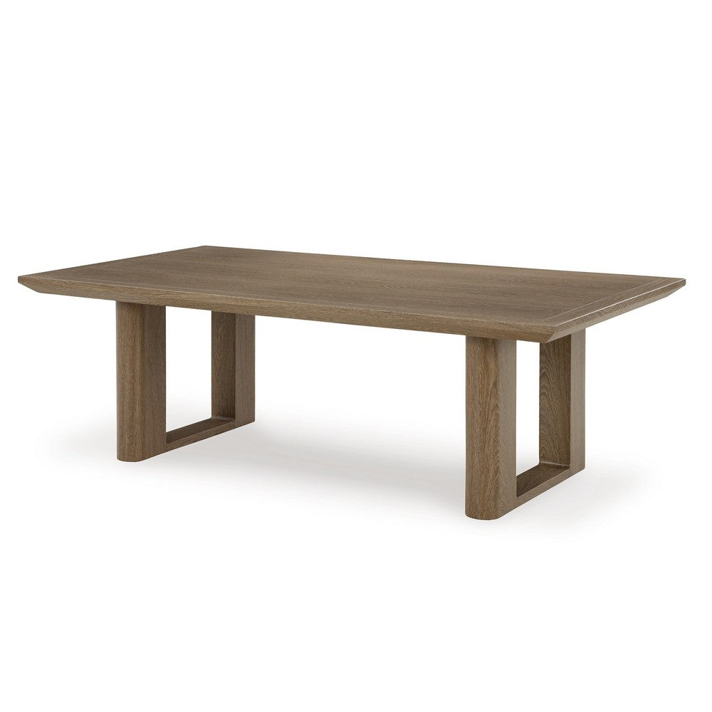 Baily Outdoor Cocktail Coffee Table, 49 Inch Woodlike Brown Metal
