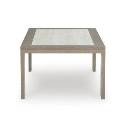 Isle Outdoor Cocktail Coffee Table, Woodlike Gray Brown Metal, 48 Inch