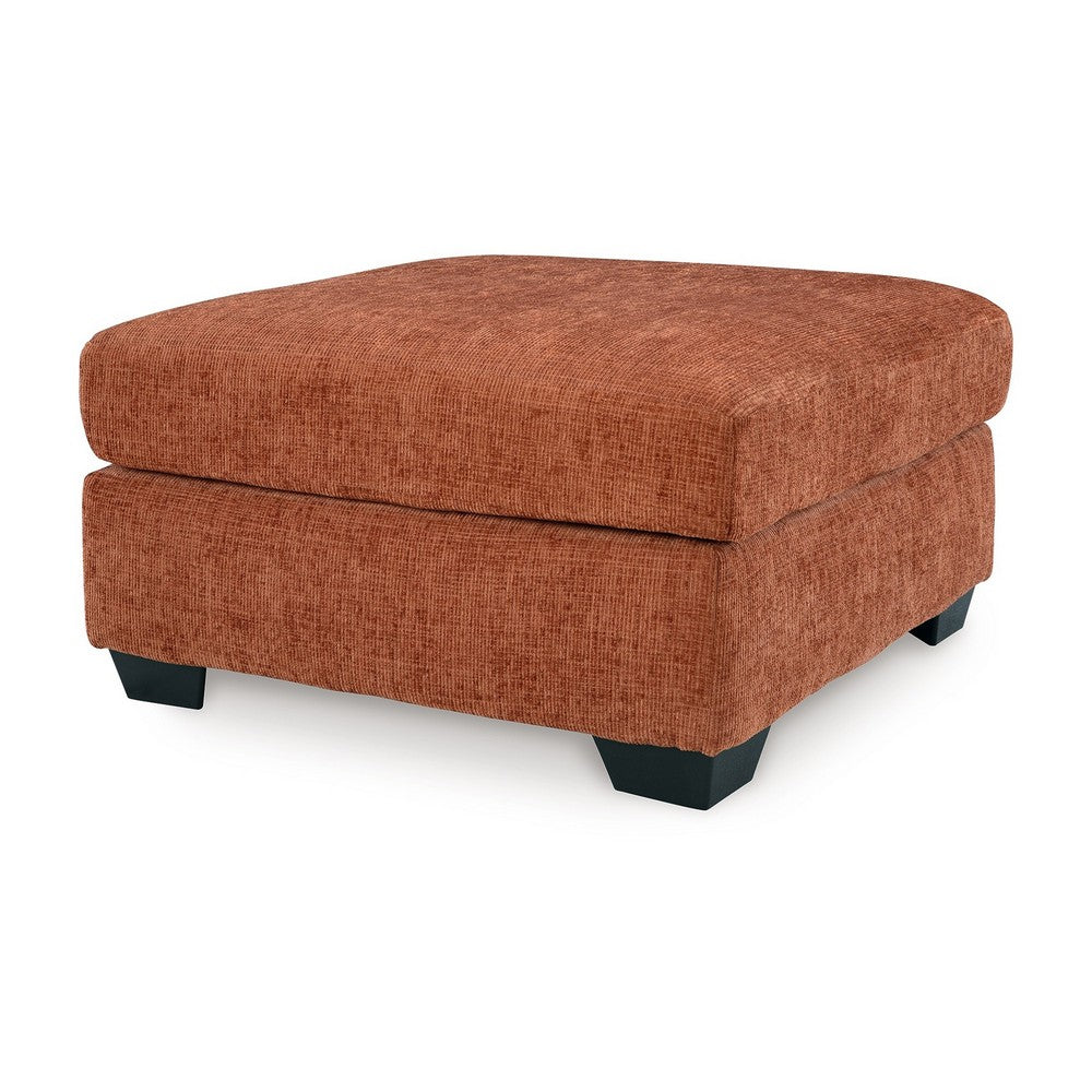 Avie Oversized Accent Ottoman, Burnt Orange Polyester Cushion, 38 Inch