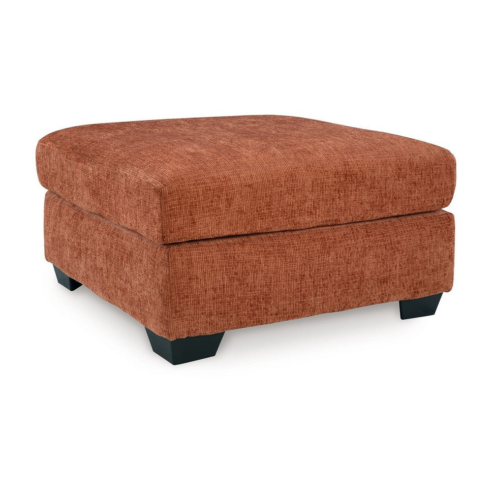 Avie Oversized Accent Ottoman, Burnt Orange Polyester Cushion, 38 Inch