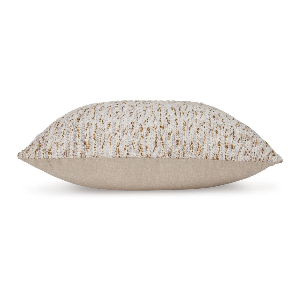Lora Square Accent Throw Pillow, 20 Inch, Abstract Gold Stripes, Ivory