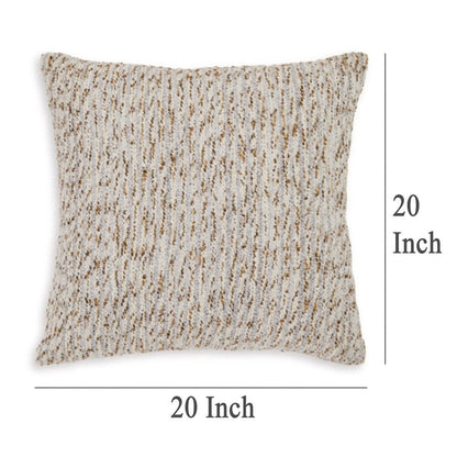 Lora Square Accent Throw Pillow, 20 Inch, Abstract Gold Stripes, Ivory